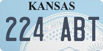 KS license plate 224ABT
