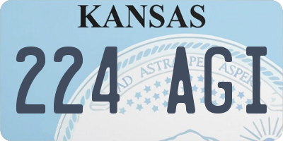 KS license plate 224AGI