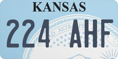KS license plate 224AHF
