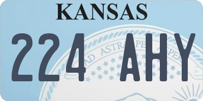 KS license plate 224AHY