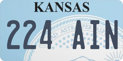 KS license plate 224AIN