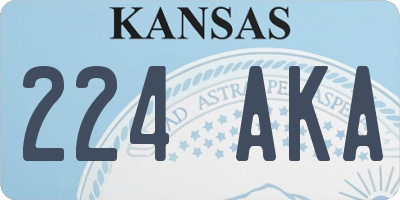 KS license plate 224AKA