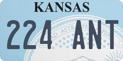 KS license plate 224ANT