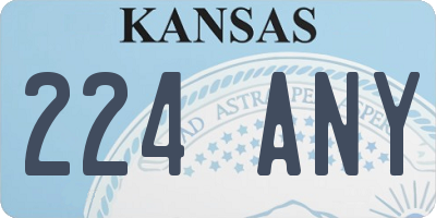 KS license plate 224ANY