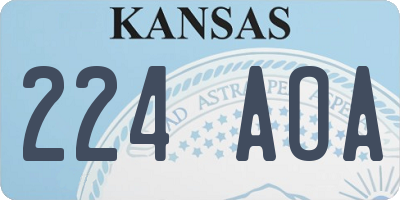 KS license plate 224AOA