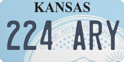 KS license plate 224ARY