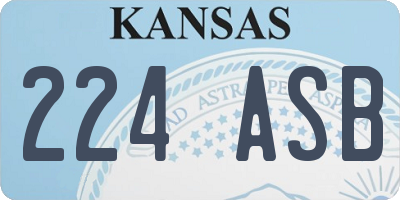 KS license plate 224ASB