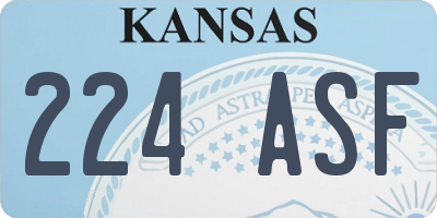 KS license plate 224ASF