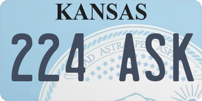 KS license plate 224ASK
