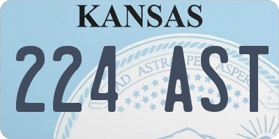 KS license plate 224AST
