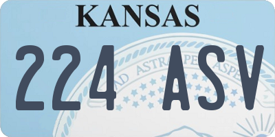 KS license plate 224ASV