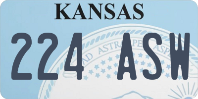 KS license plate 224ASW