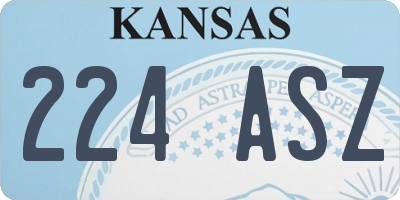 KS license plate 224ASZ