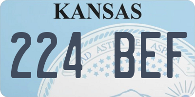 KS license plate 224BEF