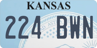 KS license plate 224BWN