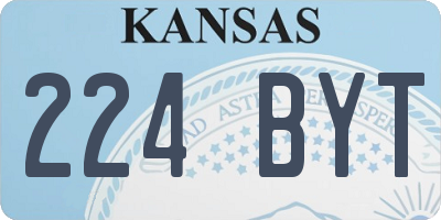 KS license plate 224BYT