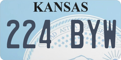 KS license plate 224BYW
