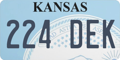 KS license plate 224DEK