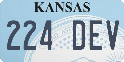 KS license plate 224DEV