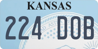 KS license plate 224DOB