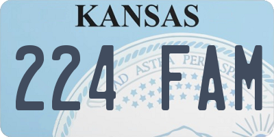 KS license plate 224FAM