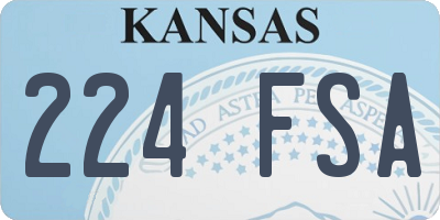 KS license plate 224FSA