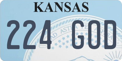 KS license plate 224GOD