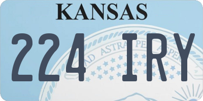 KS license plate 224IRY