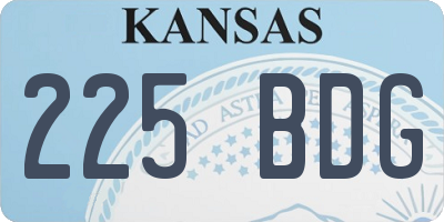 KS license plate 225BDG