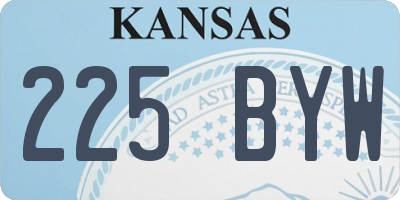 KS license plate 225BYW