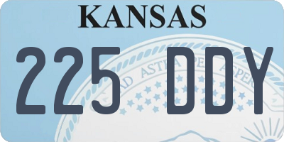 KS license plate 225DDY