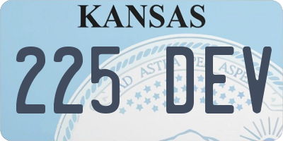 KS license plate 225DEV