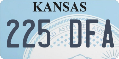KS license plate 225DFA