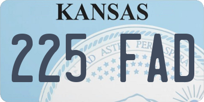 KS license plate 225FAD
