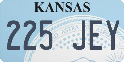 KS license plate 225JEY