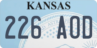 KS license plate 226AOD