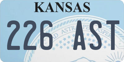 KS license plate 226AST