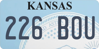 KS license plate 226BOU