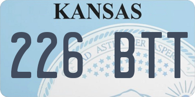 KS license plate 226BTT