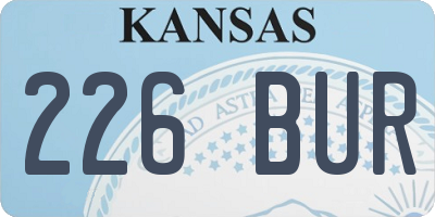 KS license plate 226BUR