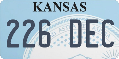 KS license plate 226DEC