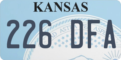 KS license plate 226DFA