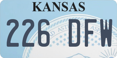 KS license plate 226DFW