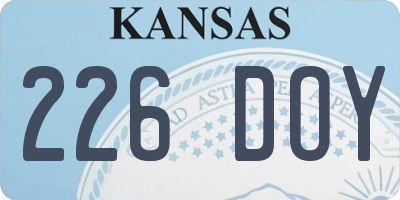 KS license plate 226DOY
