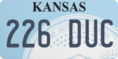 KS license plate 226DUC