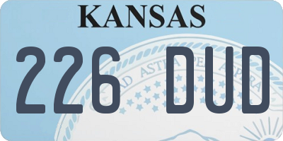 KS license plate 226DUD
