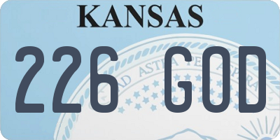KS license plate 226GOD