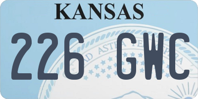 KS license plate 226GWC