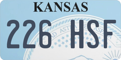 KS license plate 226HSF