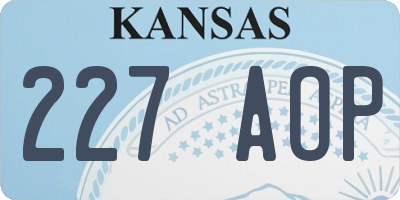 KS license plate 227AOP